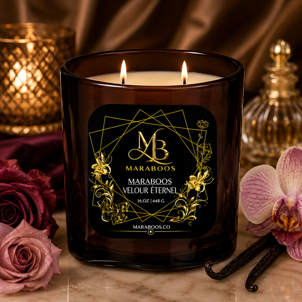 Maraboos Velour Éternel Luxury Candle – Product Description  Discover the timeless elegance of Maraboos Velour Éternel, a luxury candle inspired by softness, sophistication, and unforgettable moments.